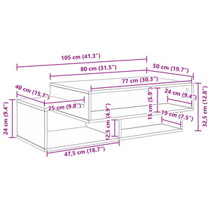 Τραπεζάκι σαλονιού Γκρίζο Σονομα 105 x 50 x 32,5 εκ - Pakobazaar