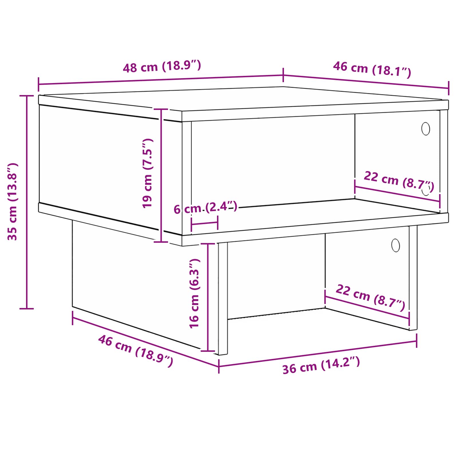 Τραπεζάκι σαλονιού Μαύρη Οξυά 48 x 46 x 35 εκ.