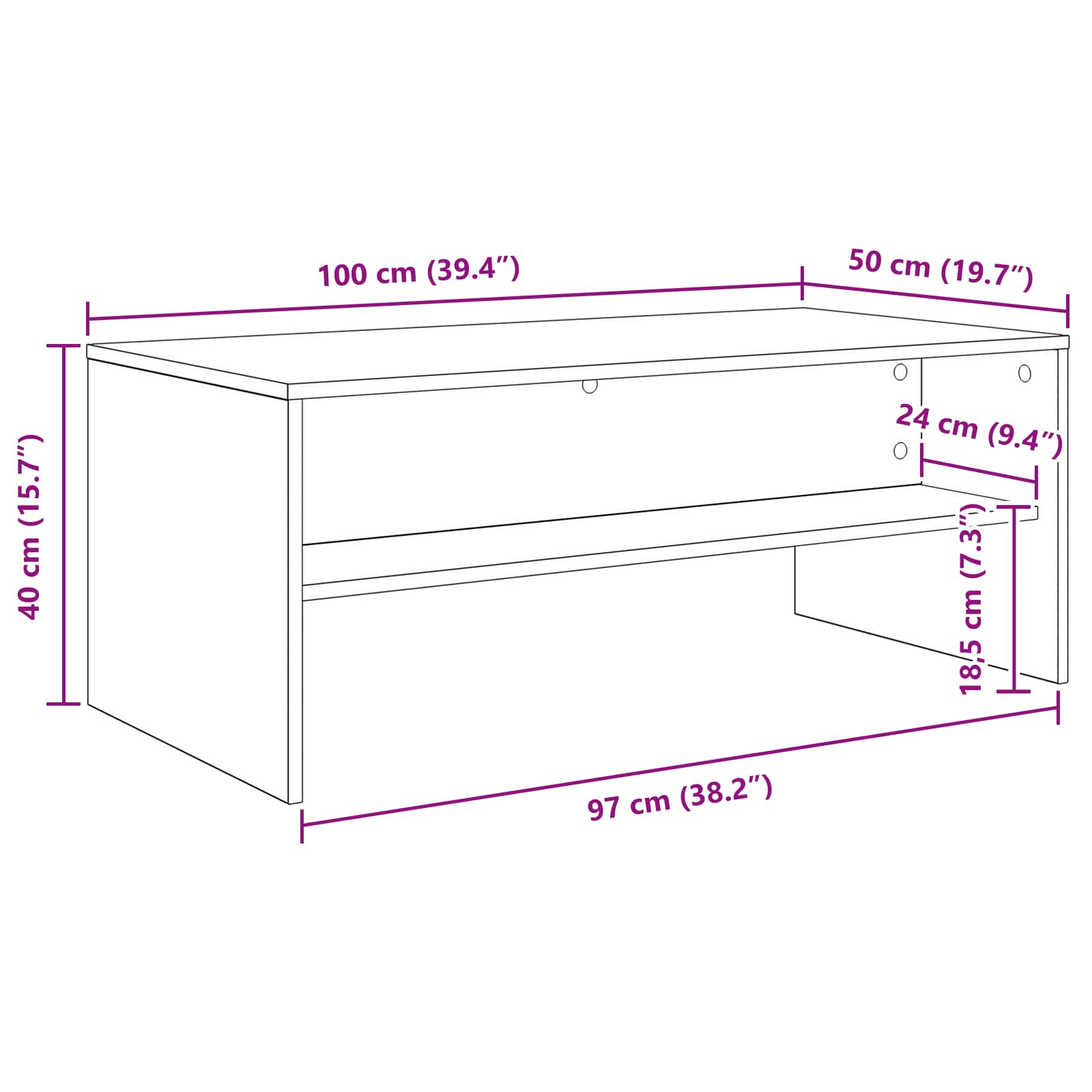 Τραπεζάκι σαλονιού Σκυρόδεμα Γκρι 100 x 50 x 40 cm - Pakobazaar