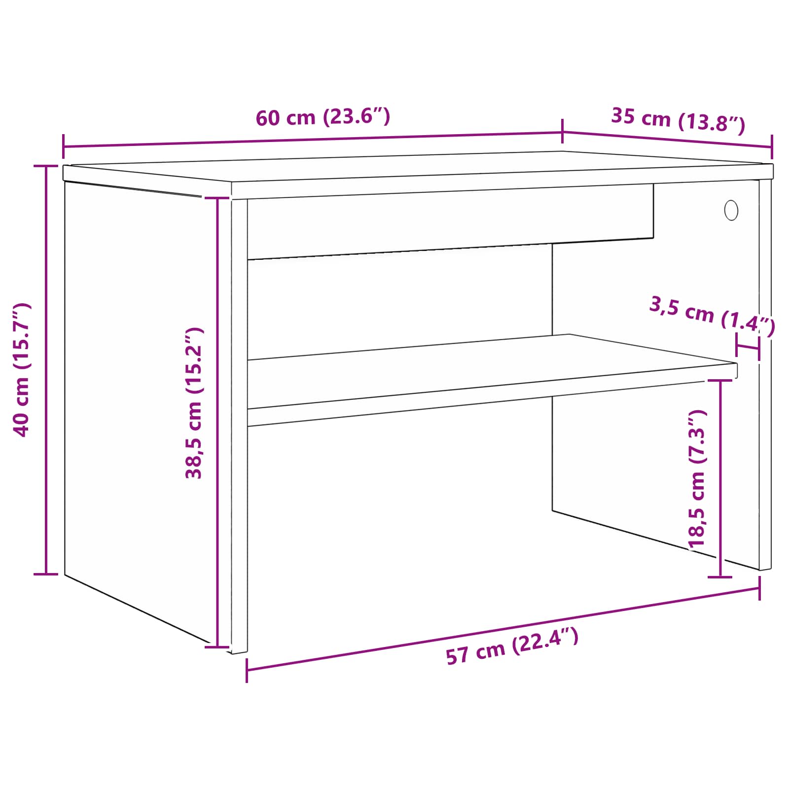 Ντουλάπι TV Καπνιστό Δρύς 60 x 35 x 40 εκ. Επεξεργασμένο ξύλο