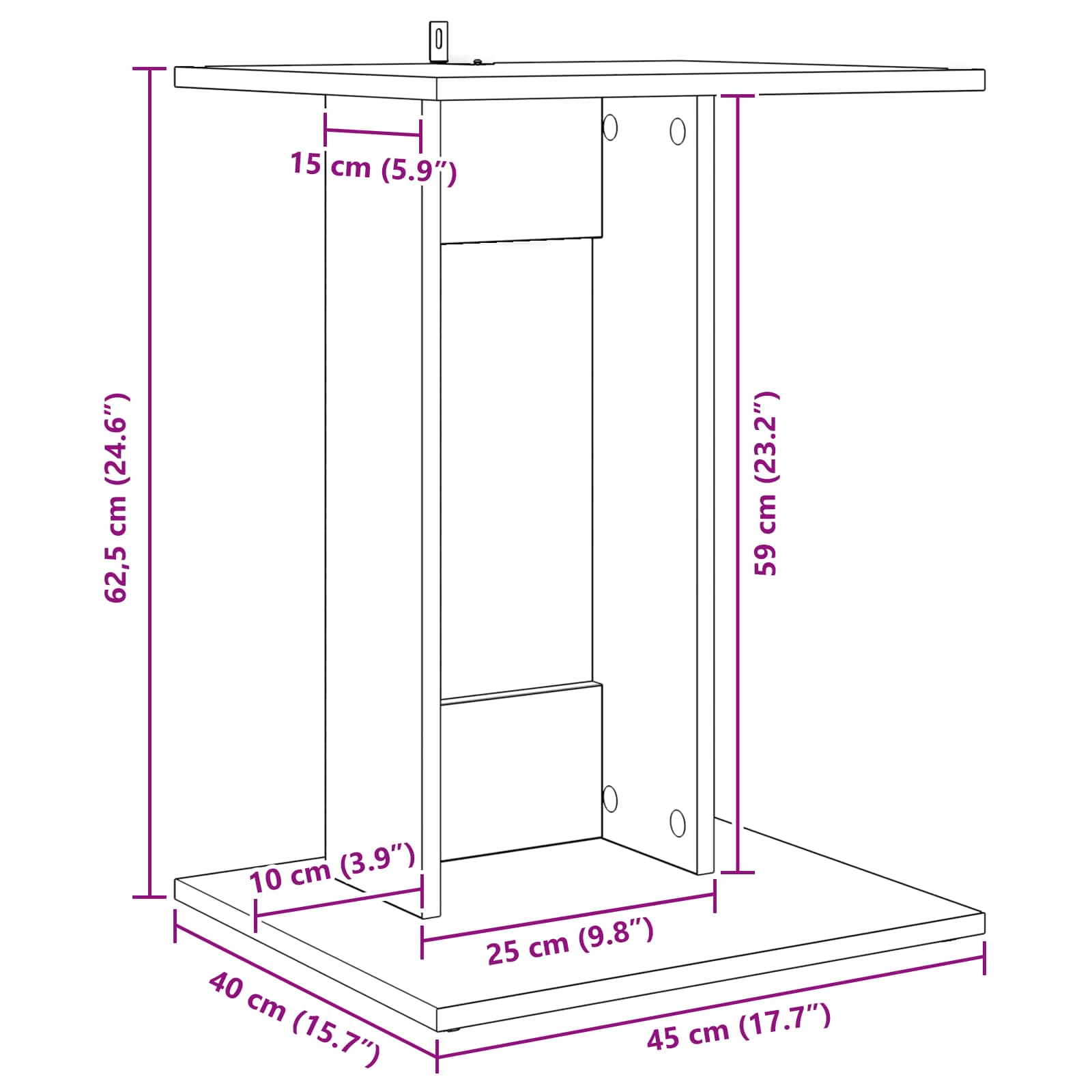 Τραπεζάκι Πλευράς Μαύρη Οξυά 45 x 40 x 62,5 εκ.