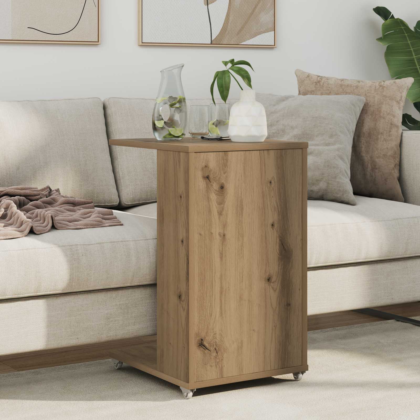 Τραπεζάκι Πλευράς με τροχούς Artisan Oak 40 x 35 x 60 εκ.