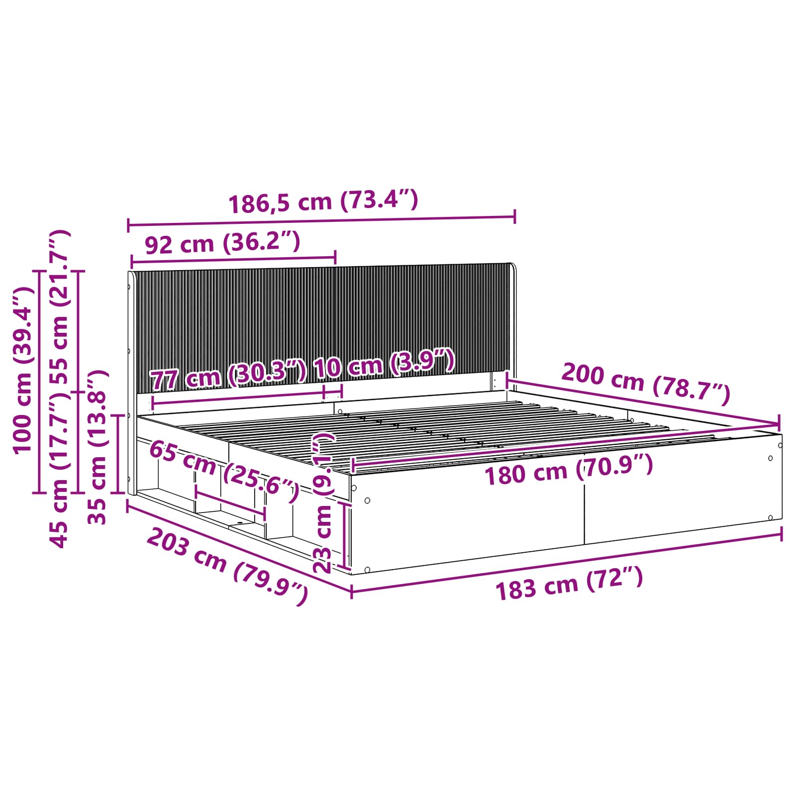 Καλάθι με αποθήκη και κεφαλάρι Sonoma Δρυς 180 x 200 cm - Pakobazaar