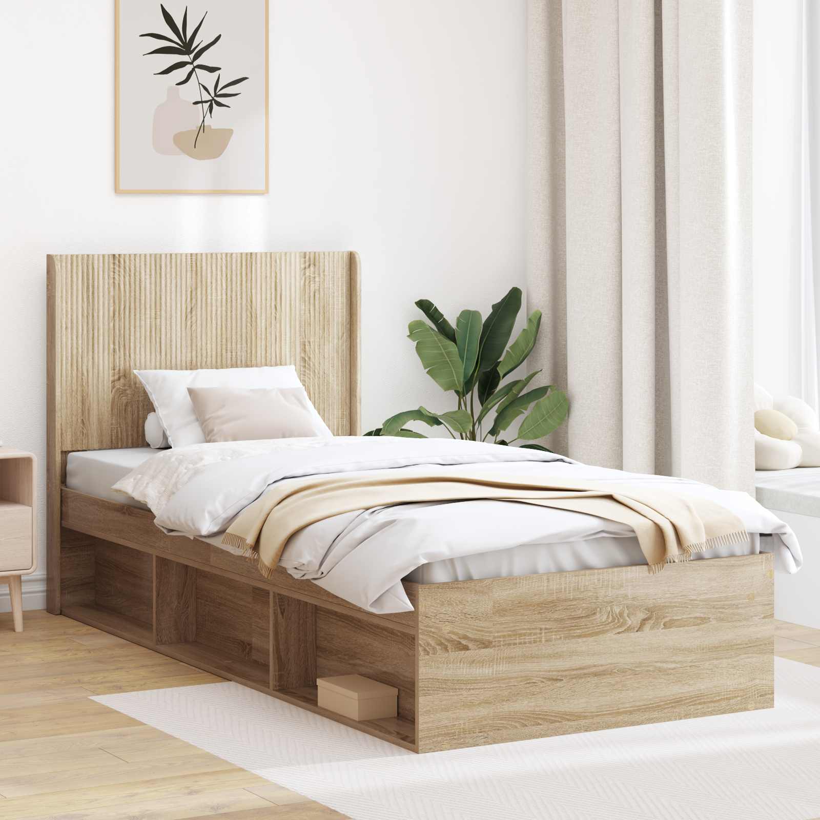 Καλάθι με αποθήκη και κεφαλάρι Sonoma Δρυς 75 x 190 cm - Pakobazaar