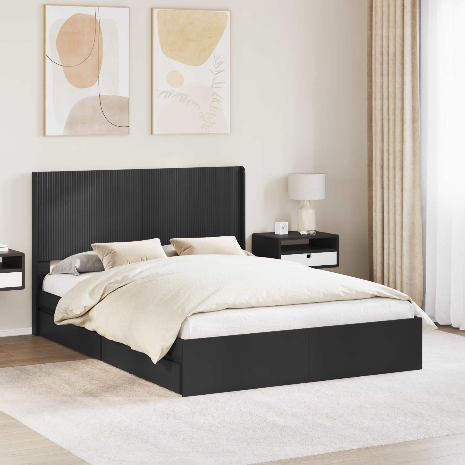 Καλάθι με αποθήκη και κεφαλάρι Μαύρο 135 x 190 cm - Pakobazaar