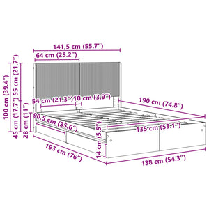 Καλάθι με αποθήκη και κεφαλάρι Sonoma Δρυς 135 x 190 cm - Pakobazaar