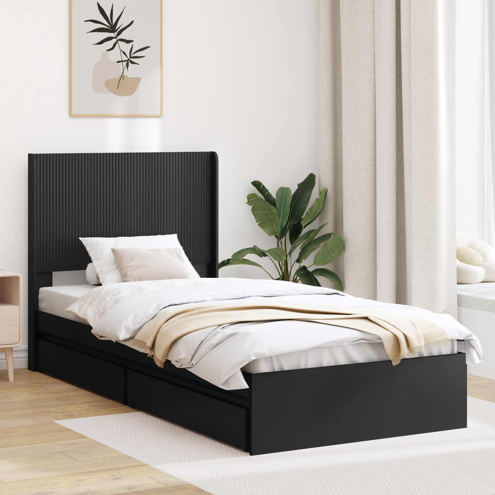 Καλάθι με αποθήκη και κεφαλάρι Μαύρο 100 x 200 cm - Pakobazaar