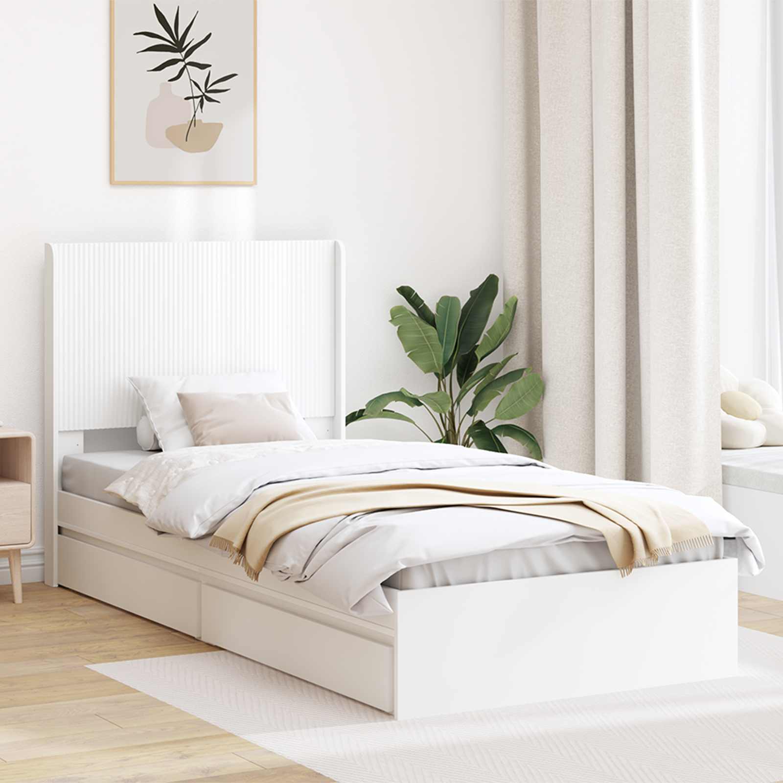 Καλάθι με αποθήκη και κεφαλάρι Λευκό 90 x 200 cm - Pakobazaar