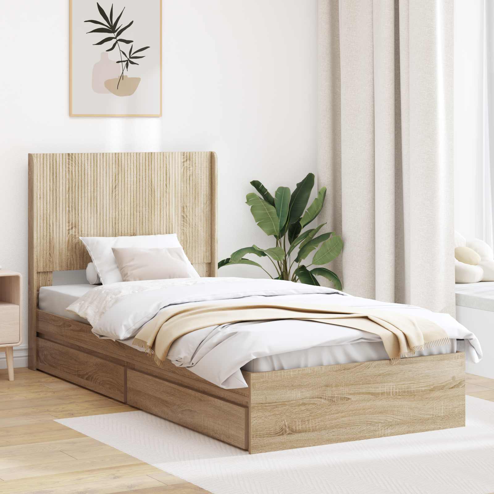 Καλάθι με αποθήκη και κεφαλάρι Sonoma Δρυς 90 x 200 cm - Pakobazaar