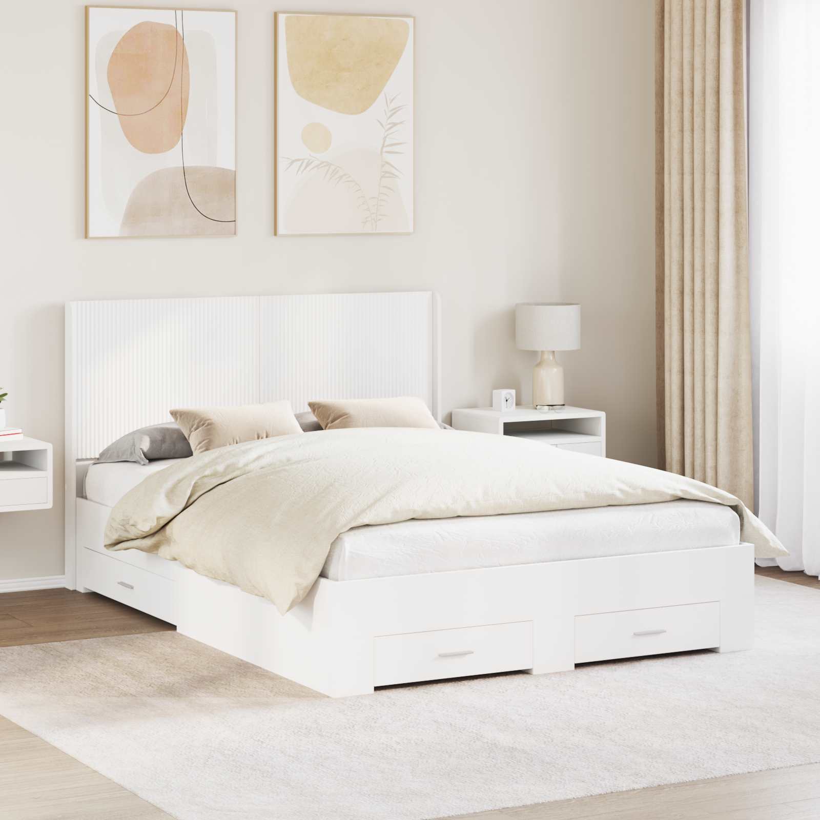 Καλάθι με αποθήκη και κεφαλάρι Λευκό Επεξεργασμένο Ξύλο