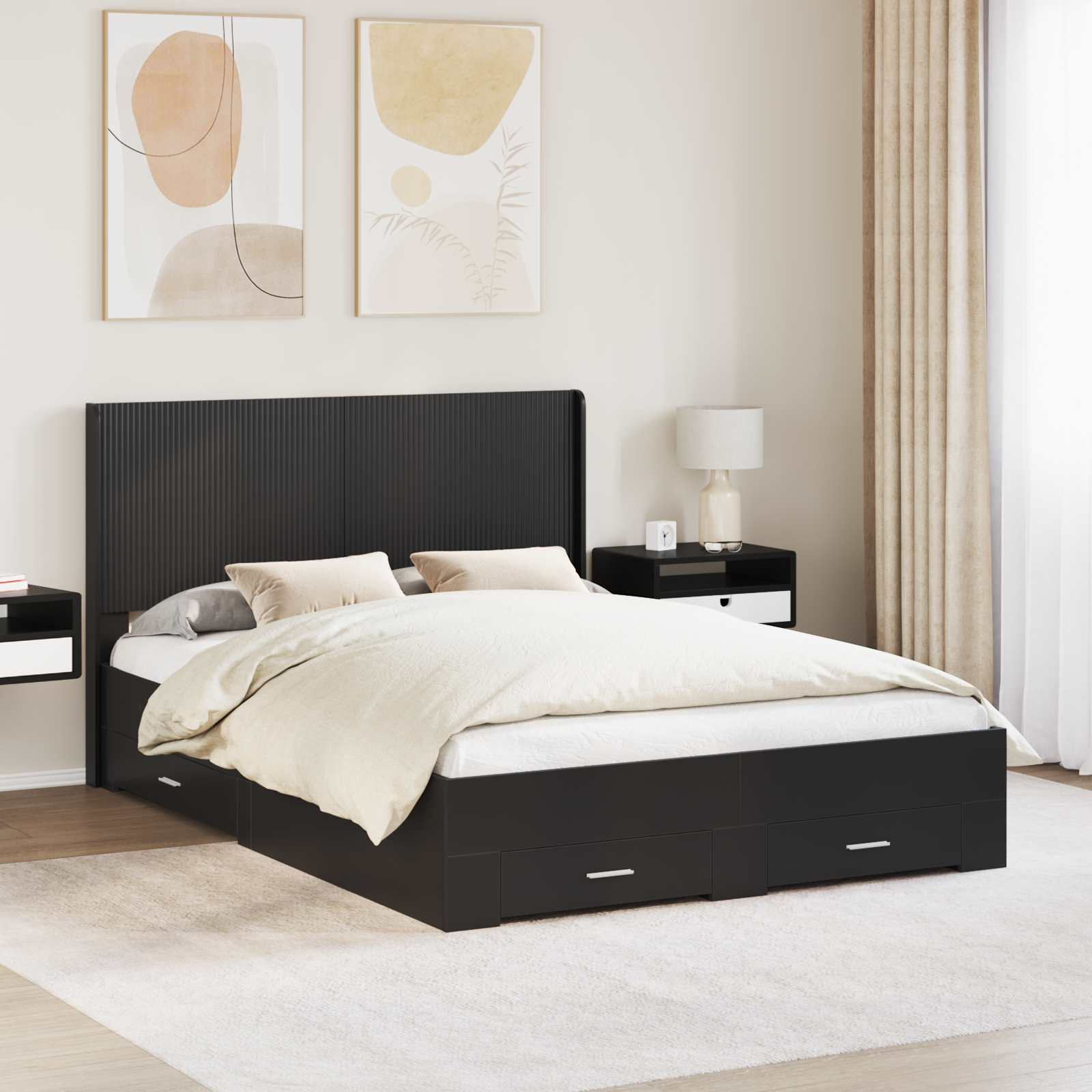 Καλάθι με αποθήκη και κεφαλάρι Μαύρο 135 x 190 cm