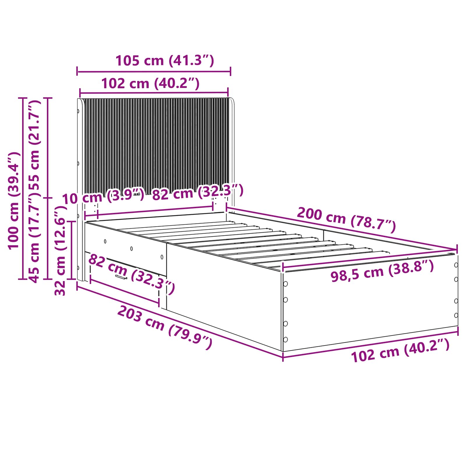 Καλάθι με αποθήκη και κεφαλάρι Γκρι Sonoma 100 x 200 cm - Pakobazaar