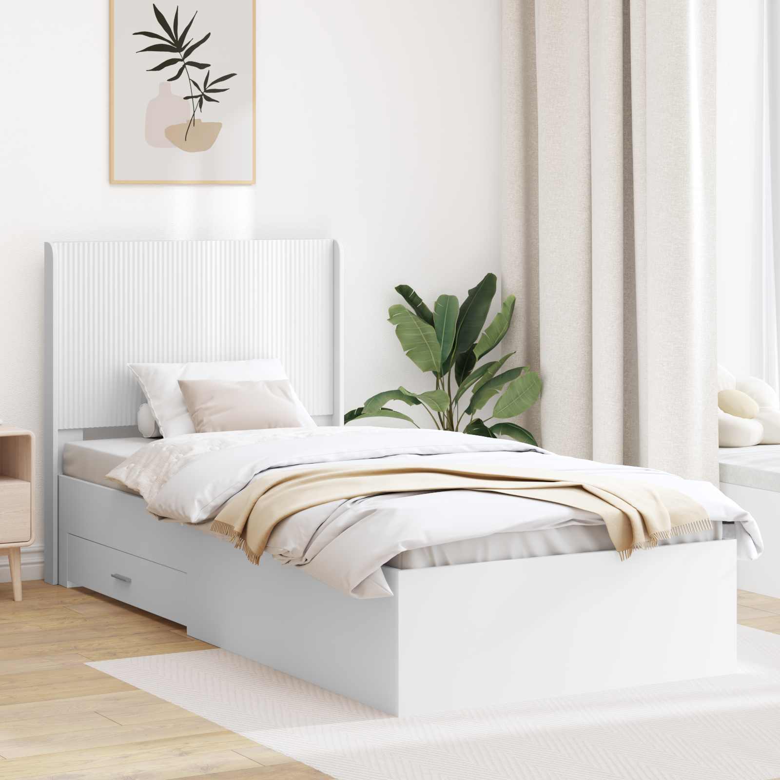 Καλάθι με αποθήκη και κεφαλάρι Λευκό 90 x 190 cm - Pakobazaar
