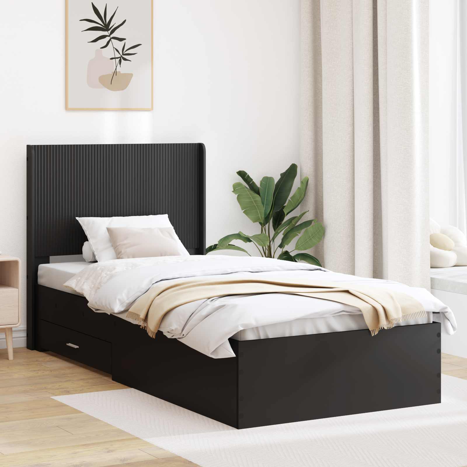 Καλάθι με αποθήκη και κεφαλάρι Μαύρο 75 x 190 cm - Pakobazaar