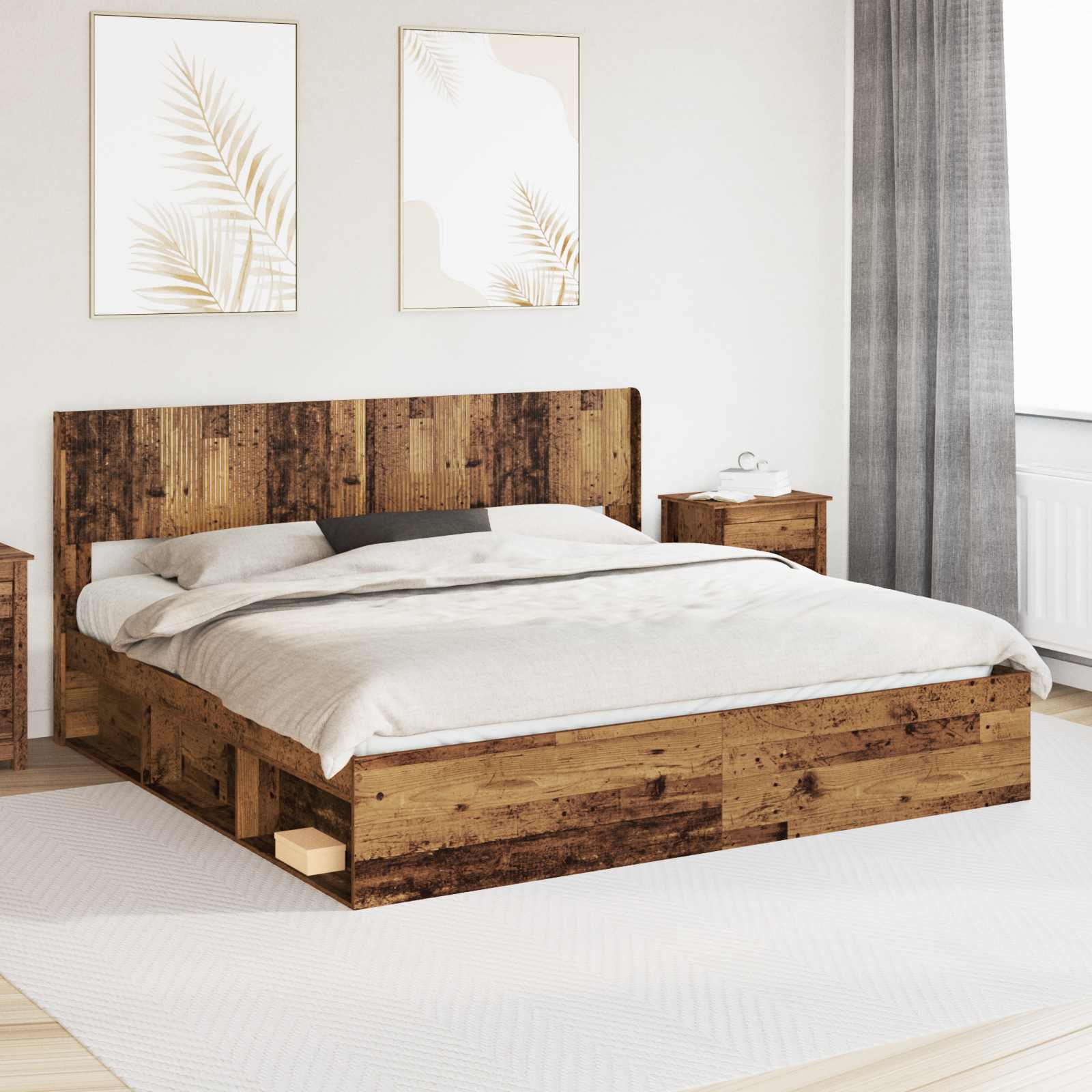 Καλάθι με αποθήκη και κεφαλάρι Παλαιωμένο ξύλο 200 x 200 cm