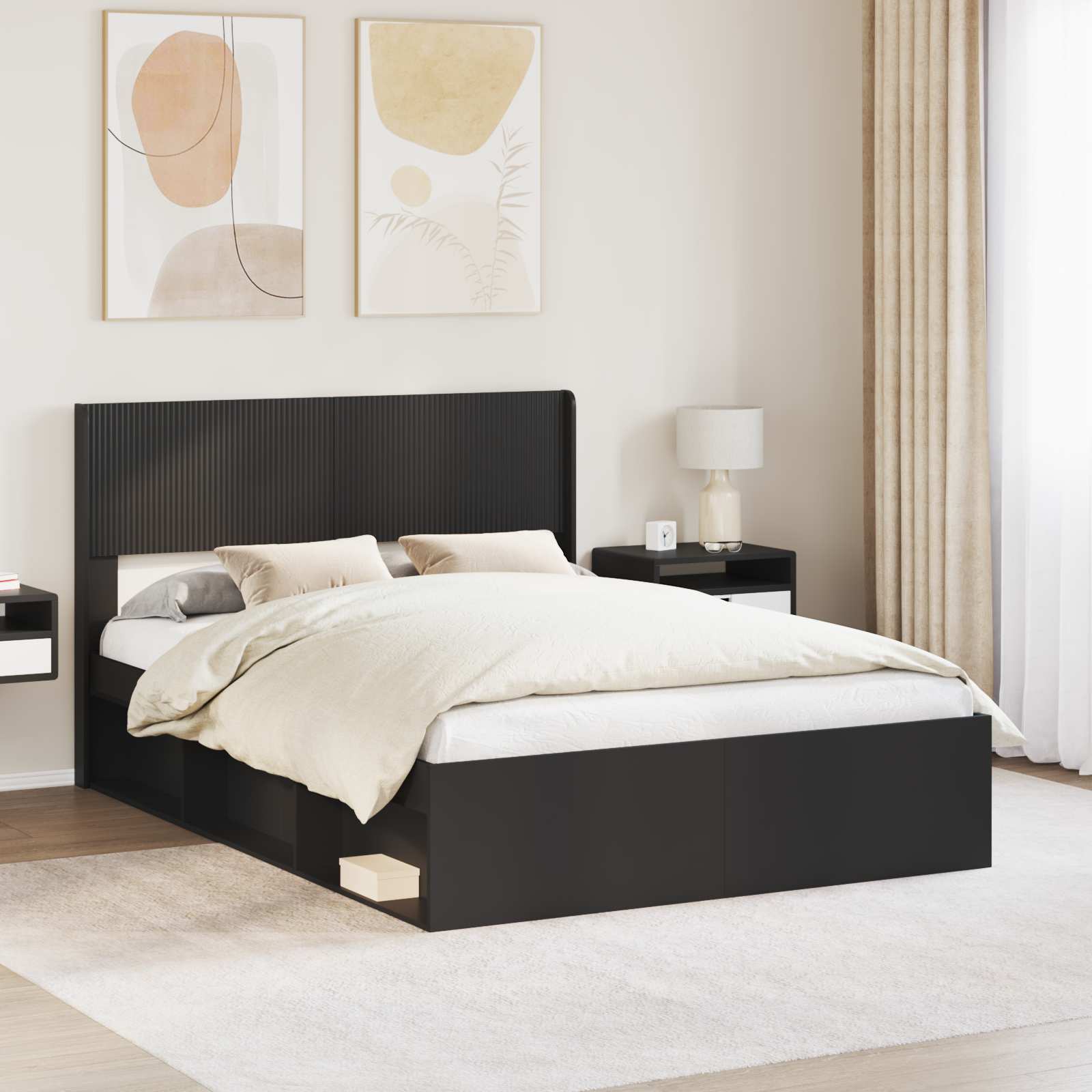 Καλάθι με αποθήκη και κεφαλάρι Μαύρο 150 x 200 cm - Pakobazaar