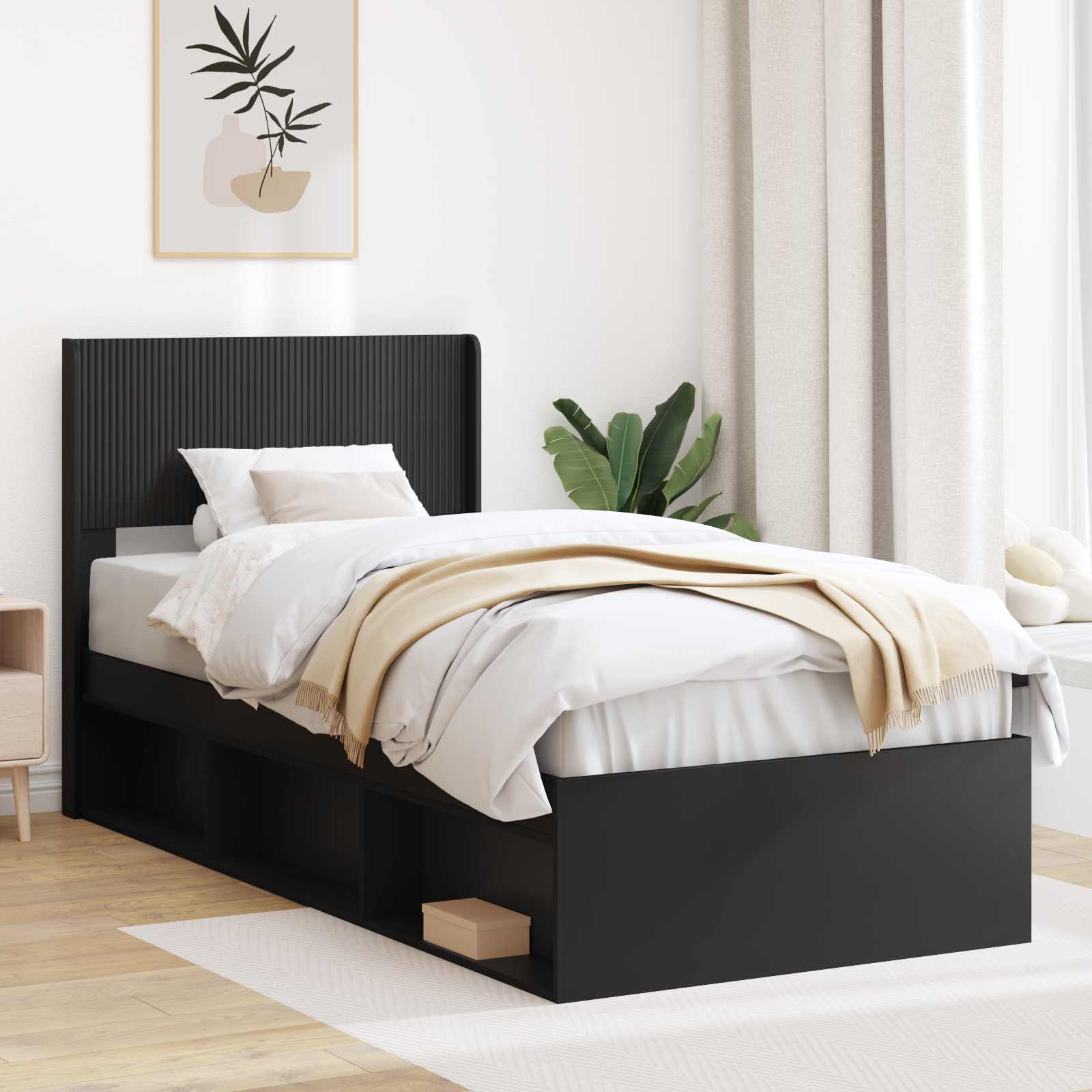Καλάθι με αποθήκη και κεφαλάρι Μαύρο 100 x 200 cm - Pakobazaar