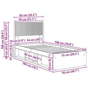 Καλάθι με αποθήκη και κεφαλάρι Sonoma Δρυς 75 x 190 cm - Pakobazaar