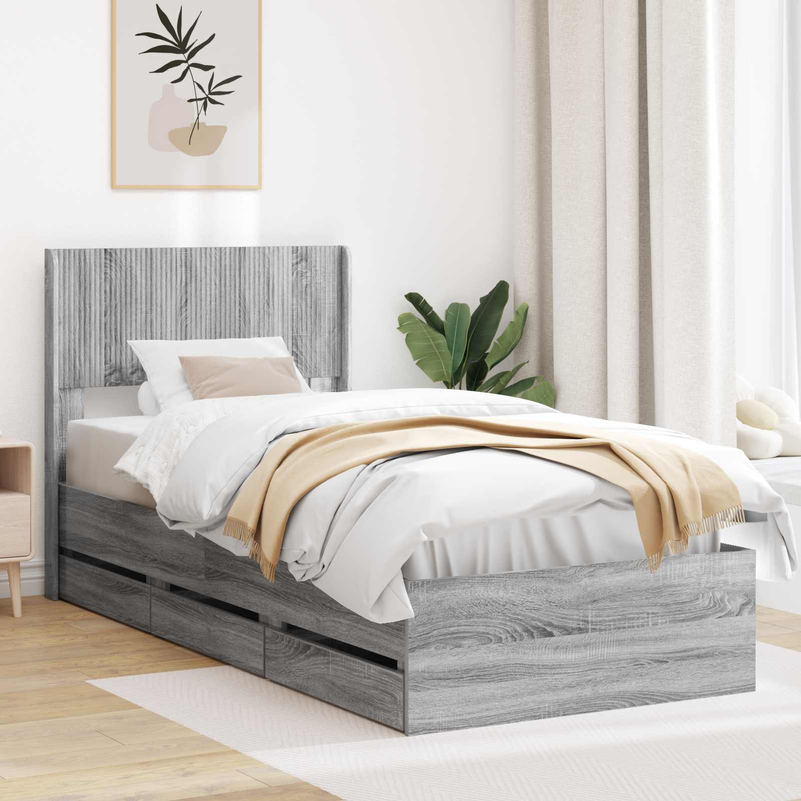 Καλάθι με αποθήκη και κεφαλάρι Γκρι Sonoma 100 x 200 cm - Pakobazaar