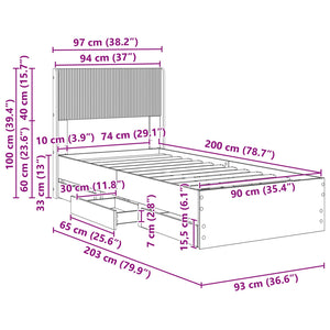 Καλάθι με αποθήκη και κεφαλάρι Γκρι Sonoma 90 x 200 cm - Pakobazaar