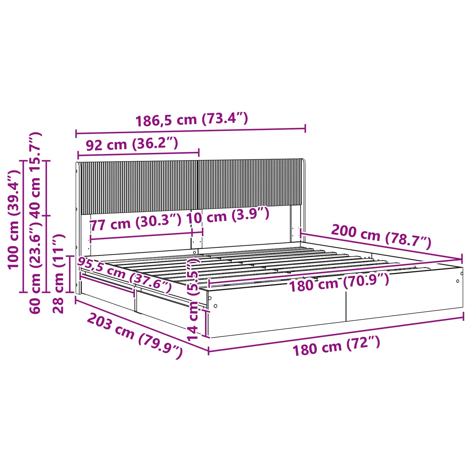 Καλάθι με αποθήκη και κεφαλάρι Sonoma Δρυς 180 x 200 cm - Pakobazaar