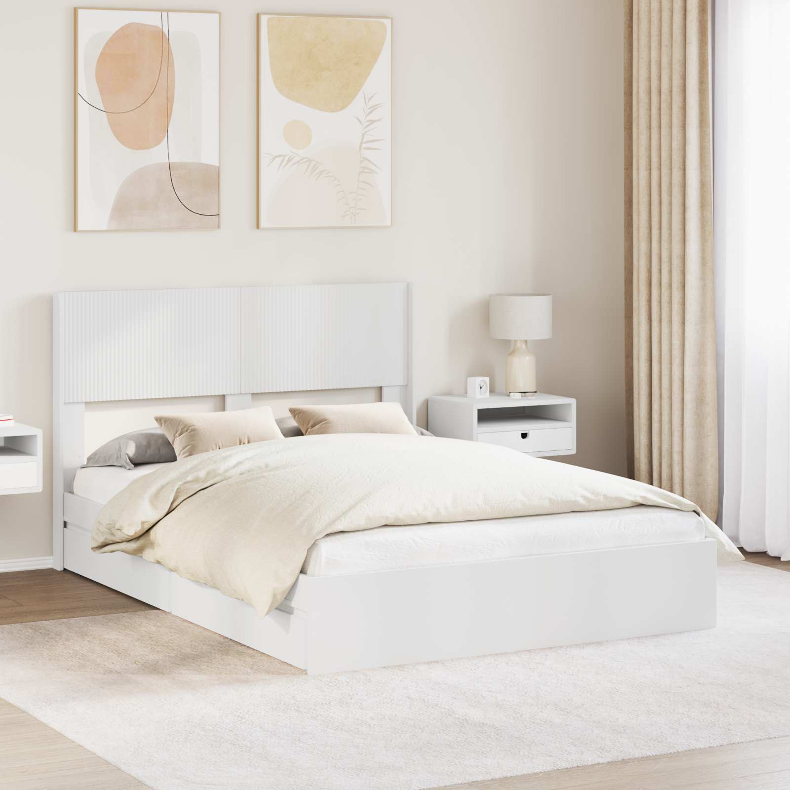 Καλάθι με αποθήκη και κεφαλάρι Λευκό 160 x 200 cm - Pakobazaar