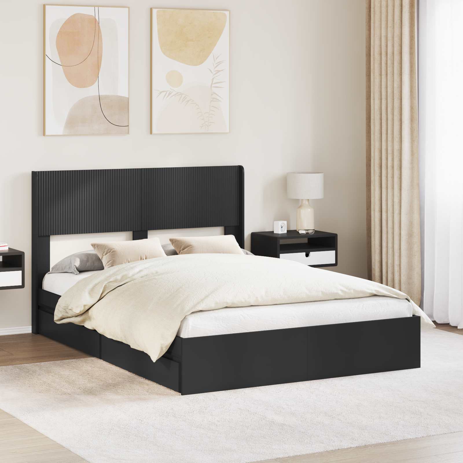Καλάθι με αποθήκη και κεφαλάρι Μαύρο 135 x 190 cm - Pakobazaar