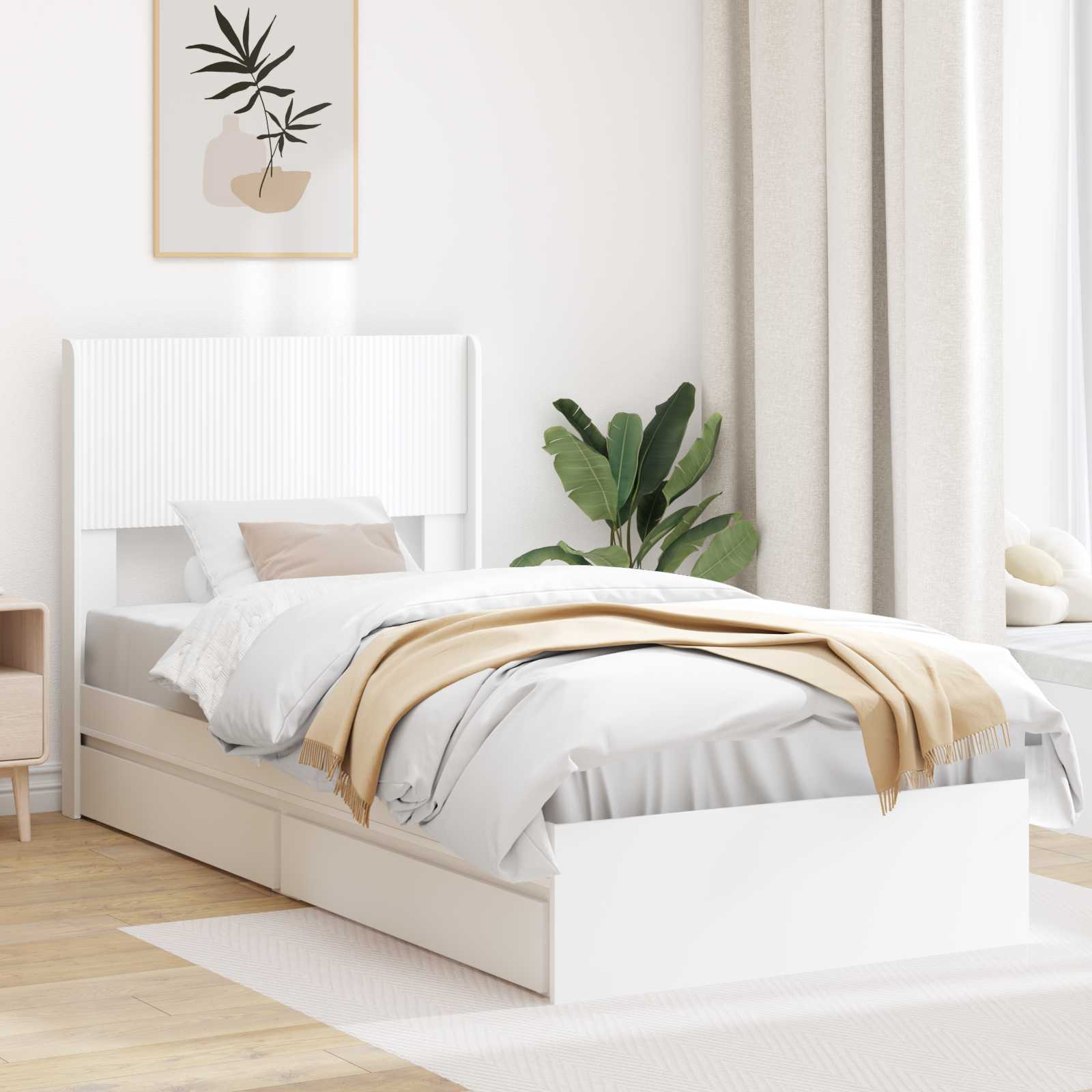 Καλάθι με αποθήκη και κεφαλάρι Λευκό 90 x 200 cm - Pakobazaar