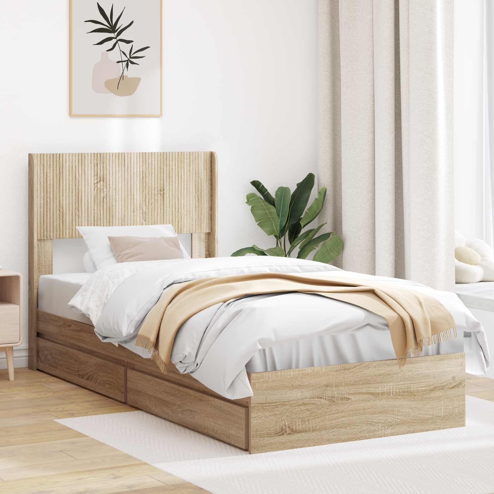 Καλάθι με αποθήκη και κεφαλάρι Sonoma Δρυς 90 x 200 cm - Pakobazaar
