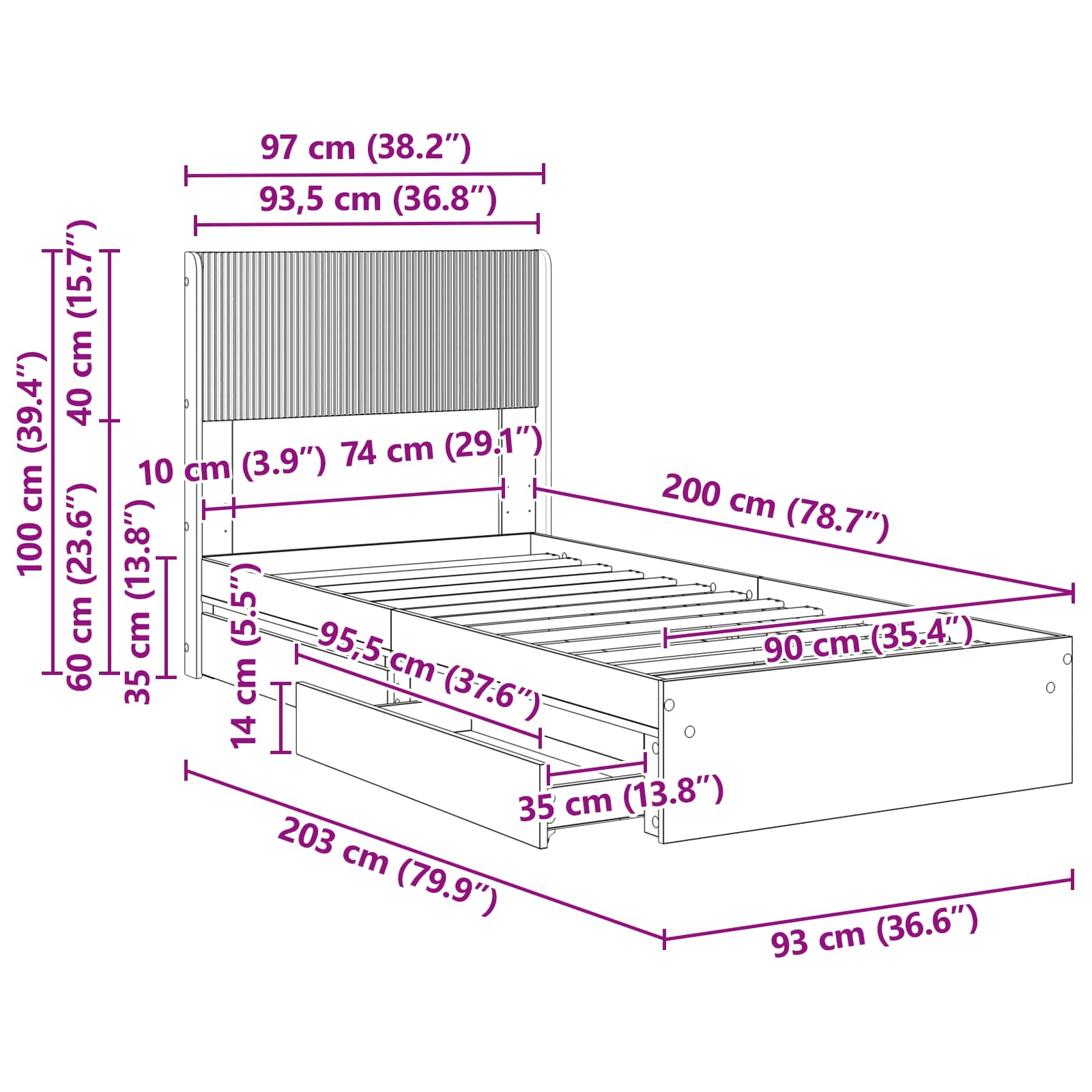 Καλάθι με αποθήκη και κεφαλάρι Sonoma Δρυς 90 x 200 cm - Pakobazaar