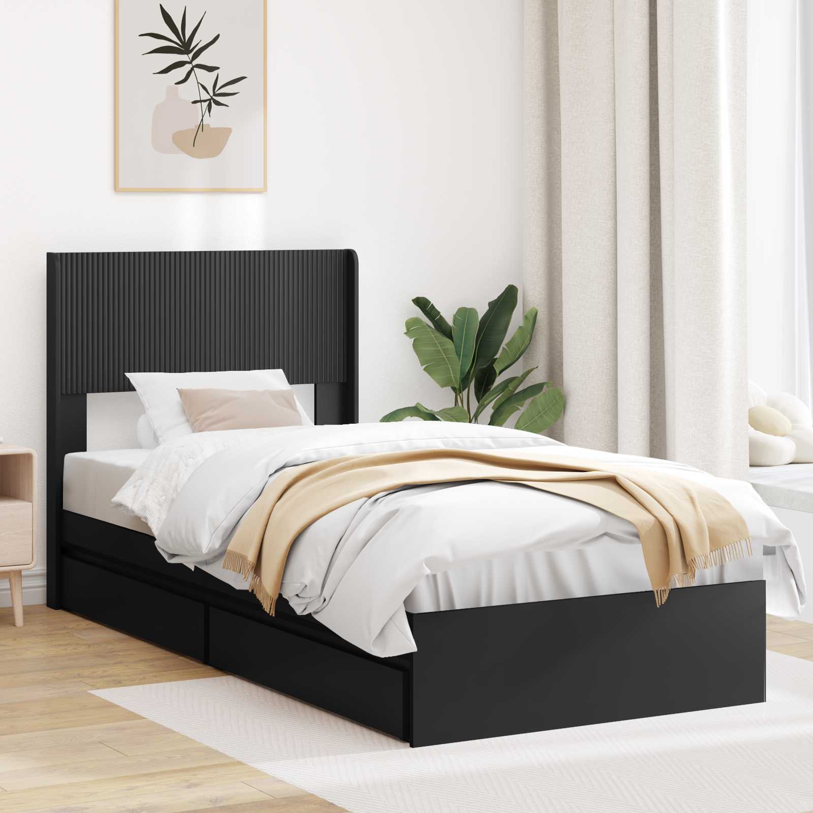 Καλάθι με αποθήκη και κεφαλάρι Μαύρο 90 x 190 cm - Pakobazaar