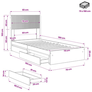 Καλάθι με αποθήκη και κεφαλάρι Λευκό 75 x 190 cm