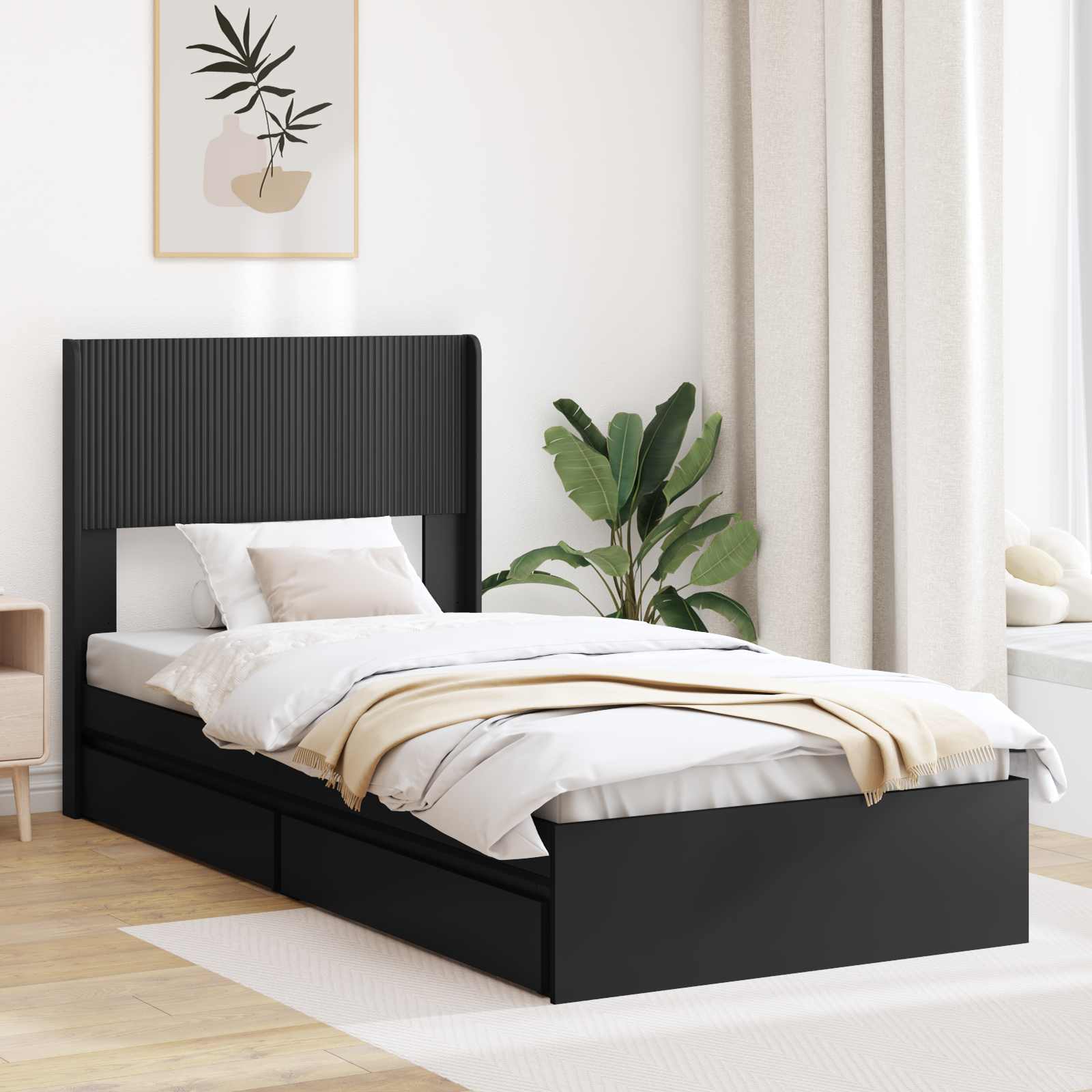 Καλάθι με αποθήκη και κεφαλάρι Μαύρο 75 x 190 cm - Pakobazaar