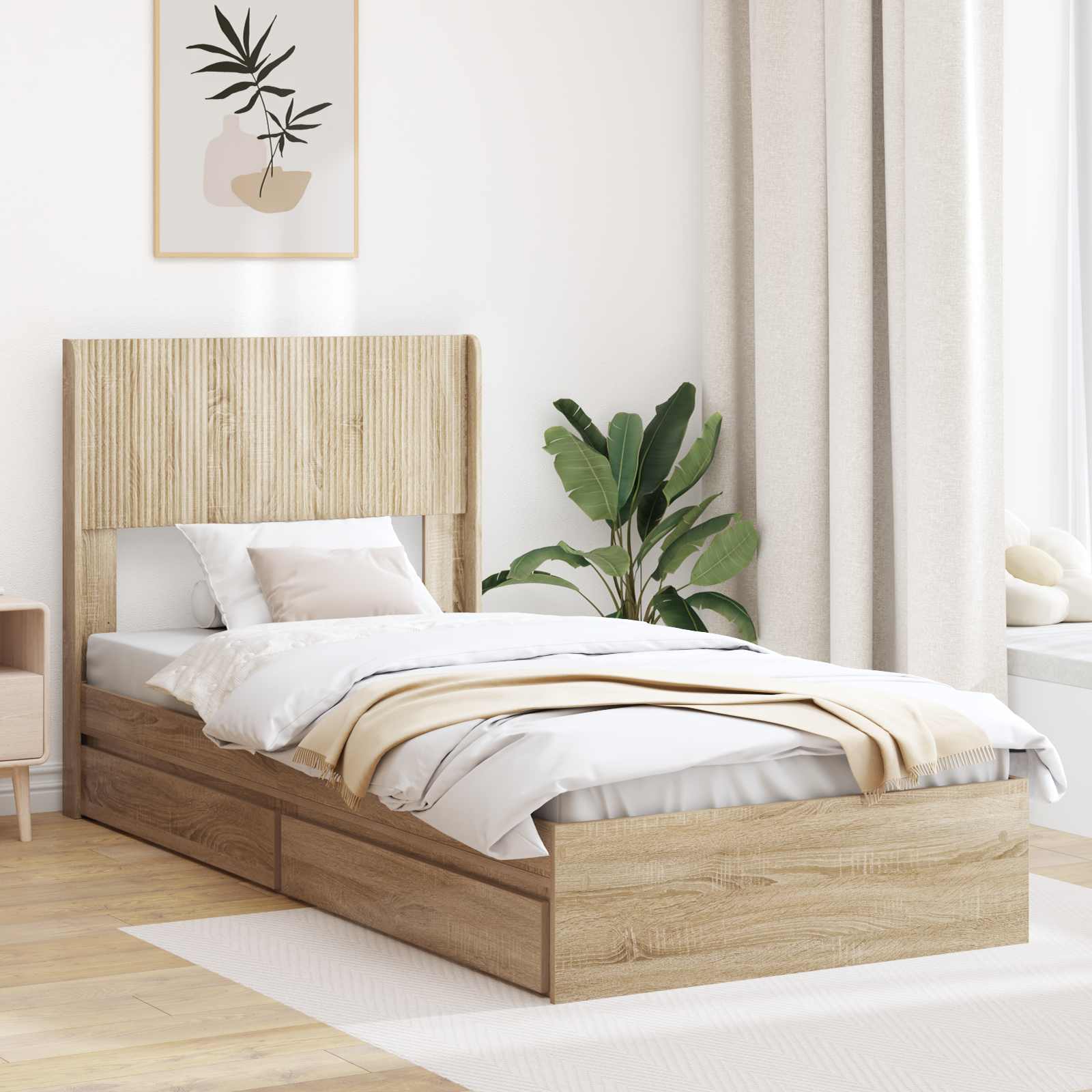 Καλάθι με αποθήκη και κεφαλάρι Sonoma Δρυς 75 x 190 cm - Pakobazaar