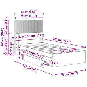 Καλάθι με αποθήκη και κεφαλάρι Sonoma Δρυς 75 x 190 cm - Pakobazaar