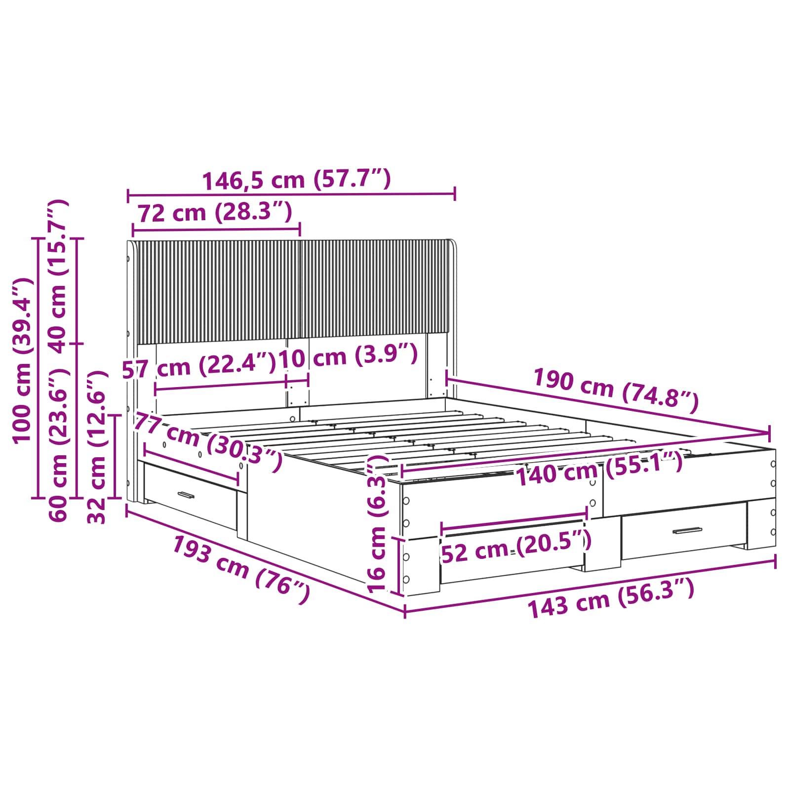 Καλάθι με αποθήκη και κεφαλάρι Μαύρο 140 x 190 cm - Pakobazaar