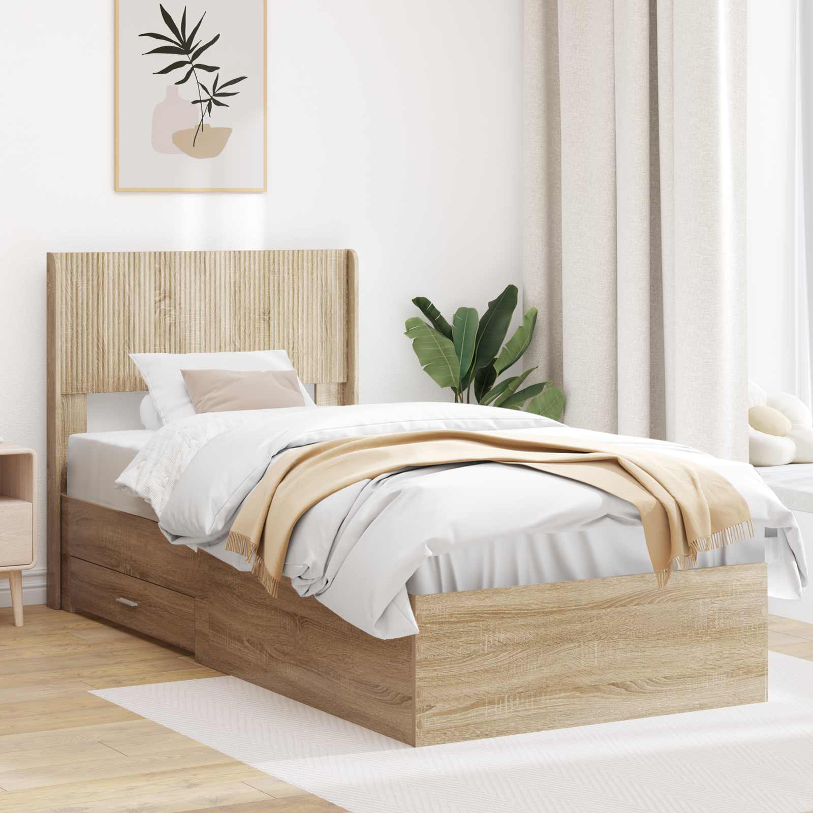 Καλάθι με αποθήκη και κεφαλάρι Sonoma Δρυς 100 x 200 cm - Pakobazaar