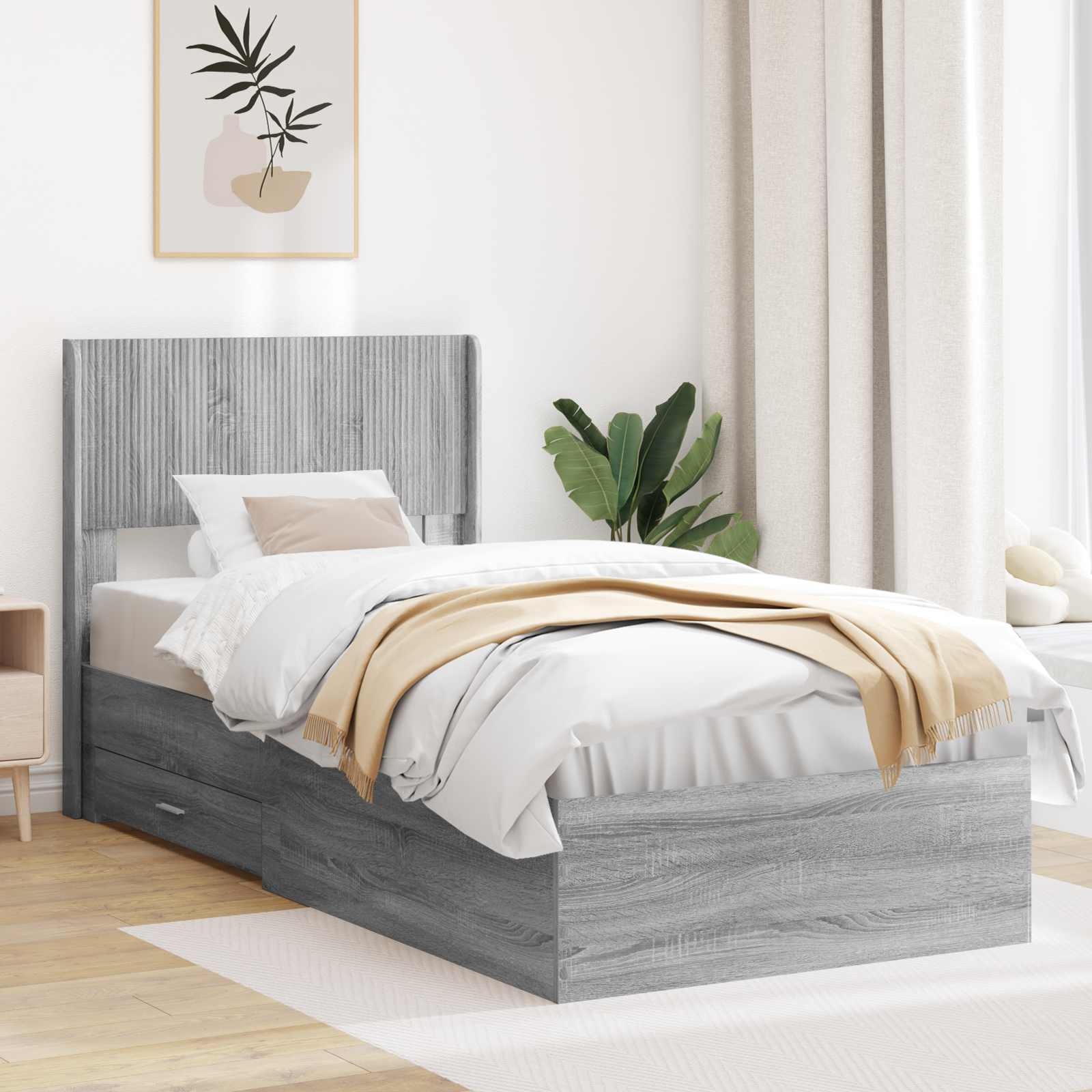 Καλάθι με αποθήκη και κεφαλάρι Γκρι Sonoma 100 x 200 cm - Pakobazaar