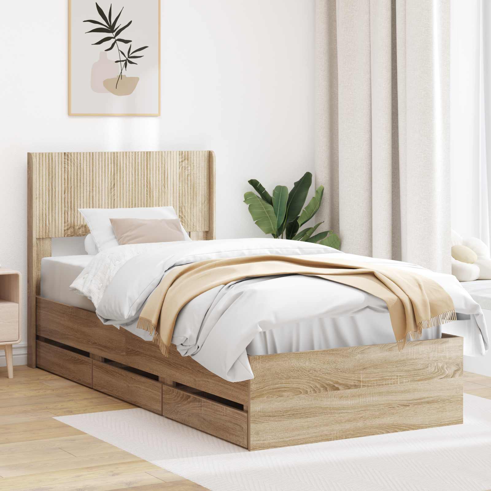 Καλάθι με αποθήκη και κεφαλάρι Sonoma Δρυς 90 x 200 cm - Pakobazaar