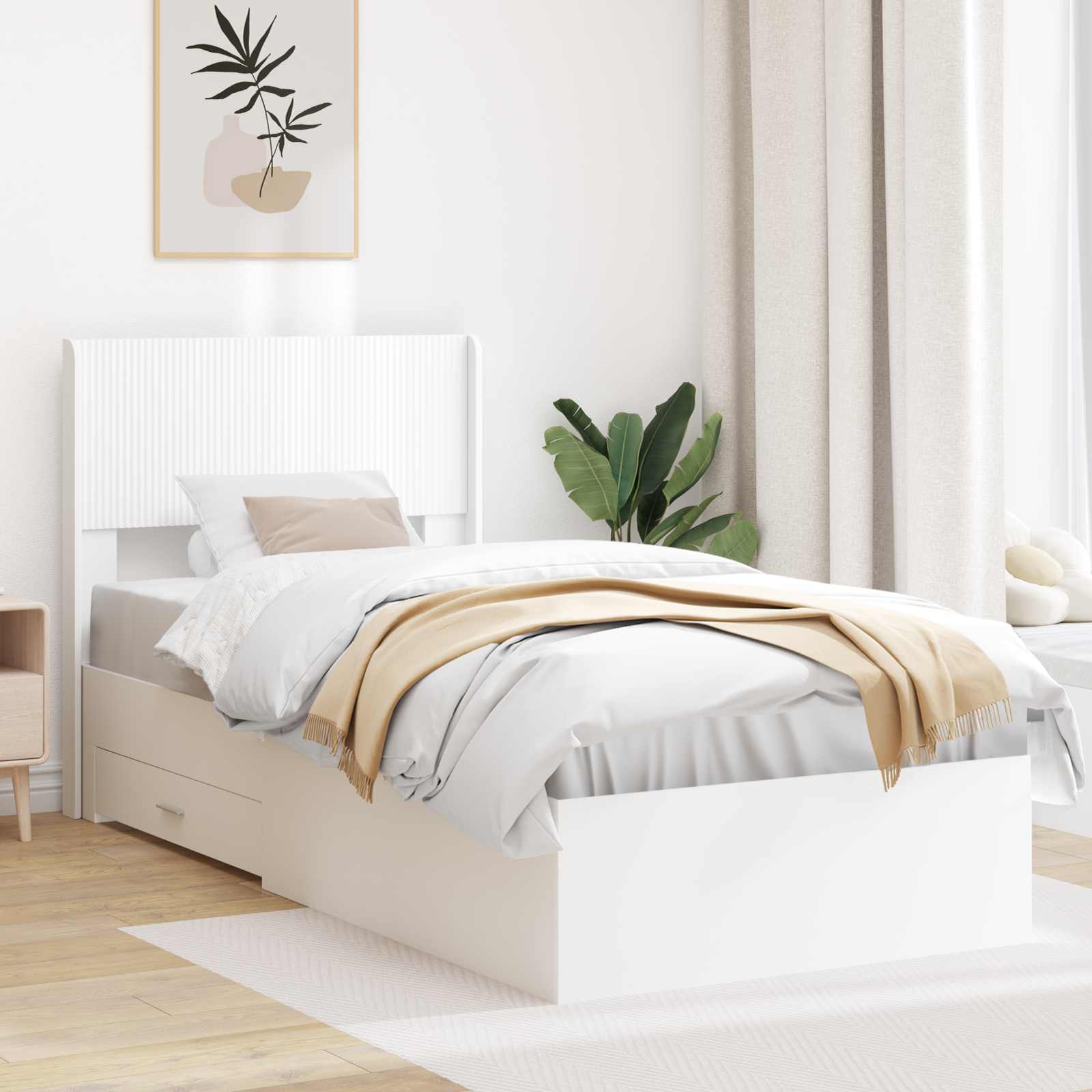 Καλάθι με αποθήκη και κεφαλάρι Λευκό 90 x 190 cm