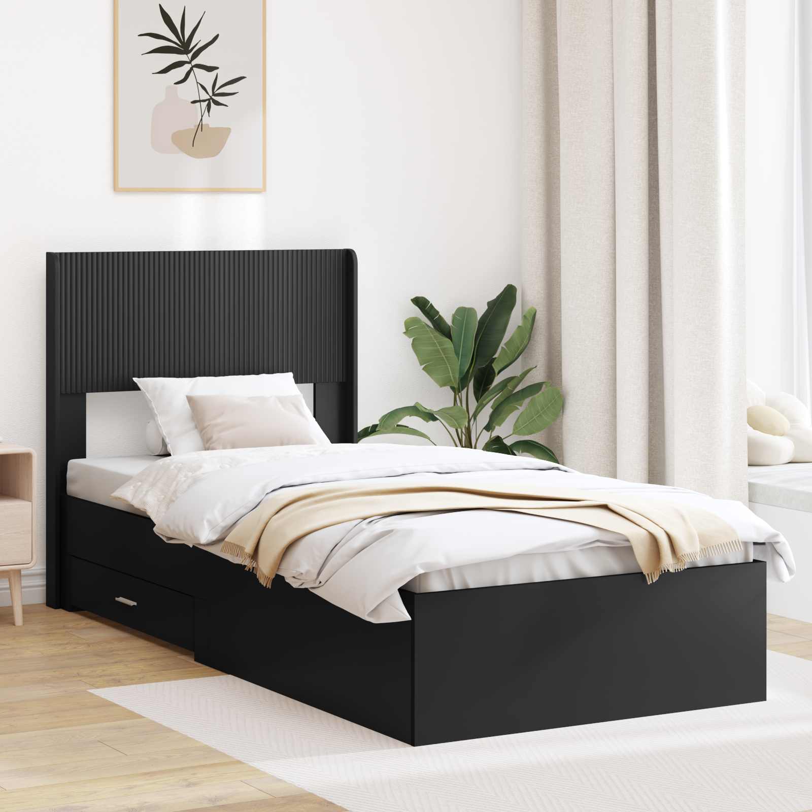 Καλάθι με αποθήκη και κεφαλάρι Μαύρο 75 x 190 cm - Pakobazaar