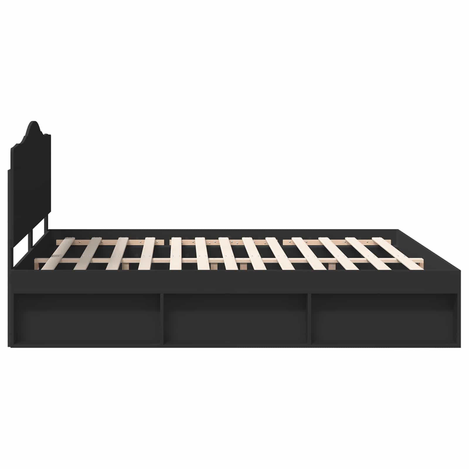Σκελετός Κρεβατιού Μαύρο 200 x 200 cm Στερεά ξυλεία πεύκου
