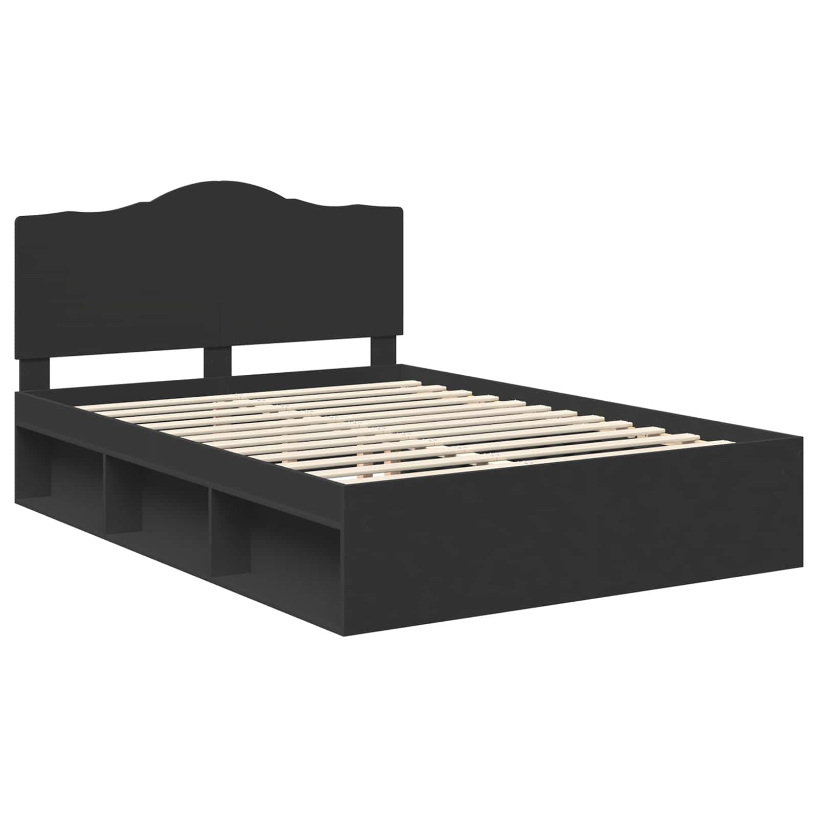 Σκελετός Κρεβατιού Μαύρο 140 x 190 cm Στερεά ξυλεία πεύκου - Pakobazaar