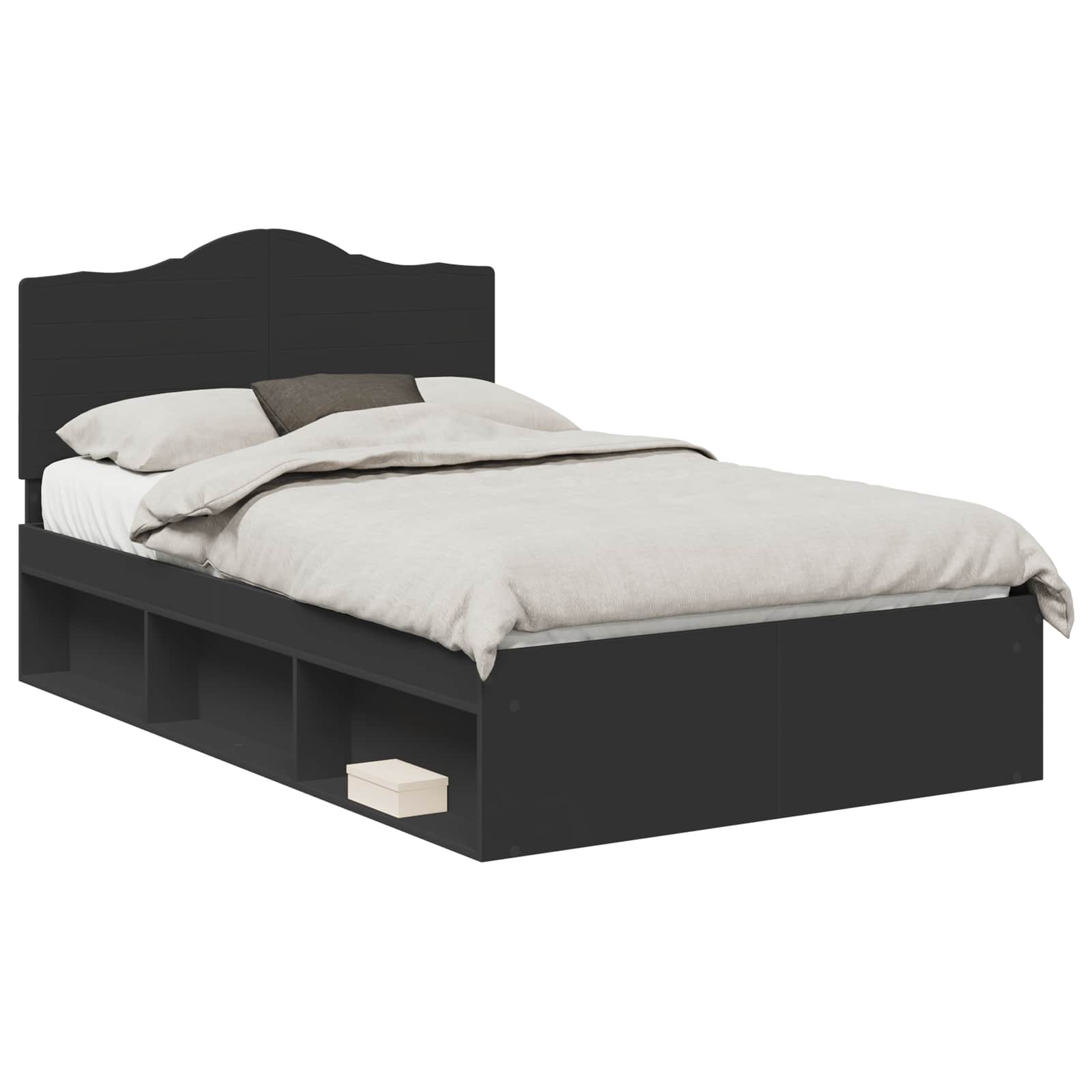 Σκελετός Κρεβατιού Μαύρο 135 x 190 cm Στερεά ξυλεία πεύκου