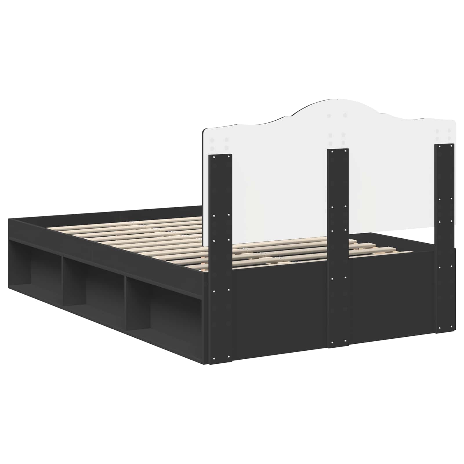 Σκελετός Κρεβατιού Μαύρο 135 x 190 cm Στερεά ξυλεία πεύκου