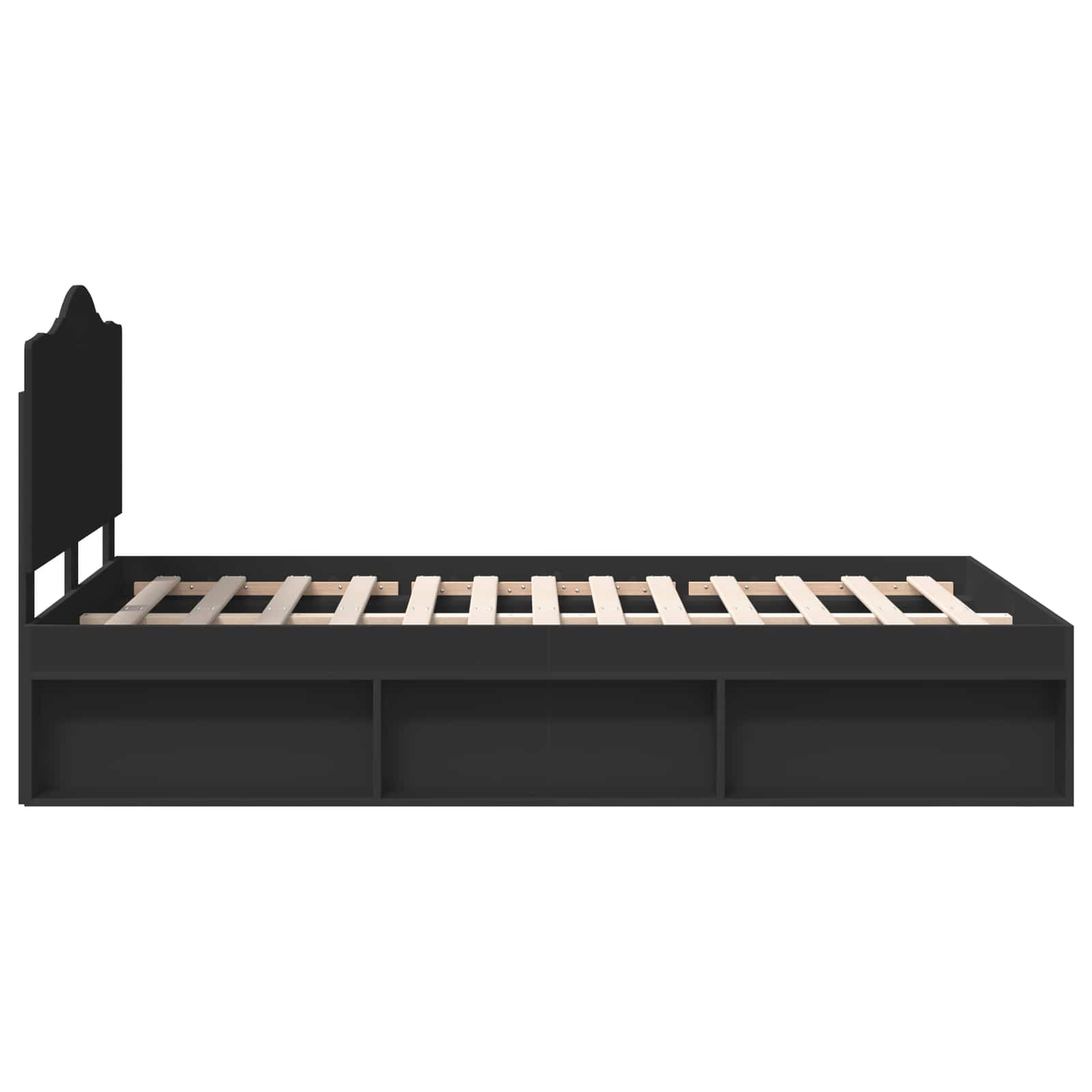 Σκελετός Κρεβατιού Μαύρο 135 x 190 cm Στερεά ξυλεία πεύκου