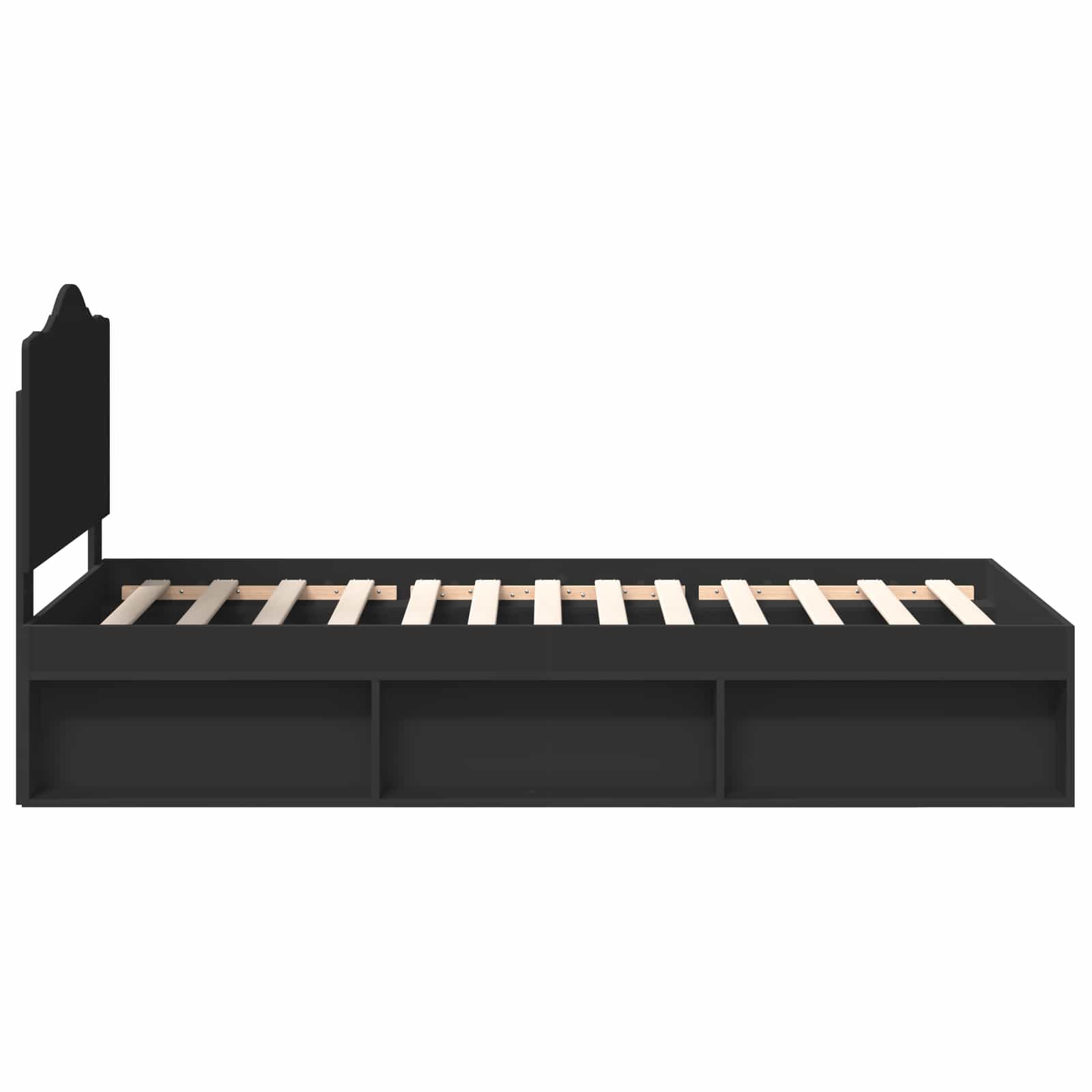 Σκελετός Κρεβατιού Μαύρο 90 x 200 cm Στερεά ξυλεία πεύκου