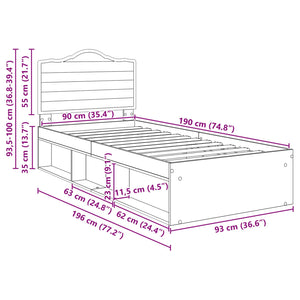 Σκελετός Κρεβατιού Σονόμα 90 x 190 cm Στερεά ξυλεία πεύκου