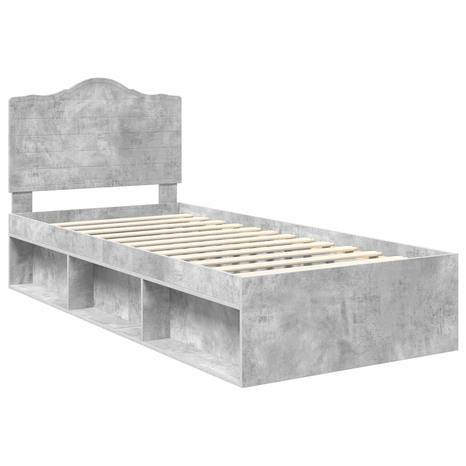 Σκελετός Κρεβατιού Γκρι Μπετόν 90 x 190 cm Στερεά ξυλεία πεύκου