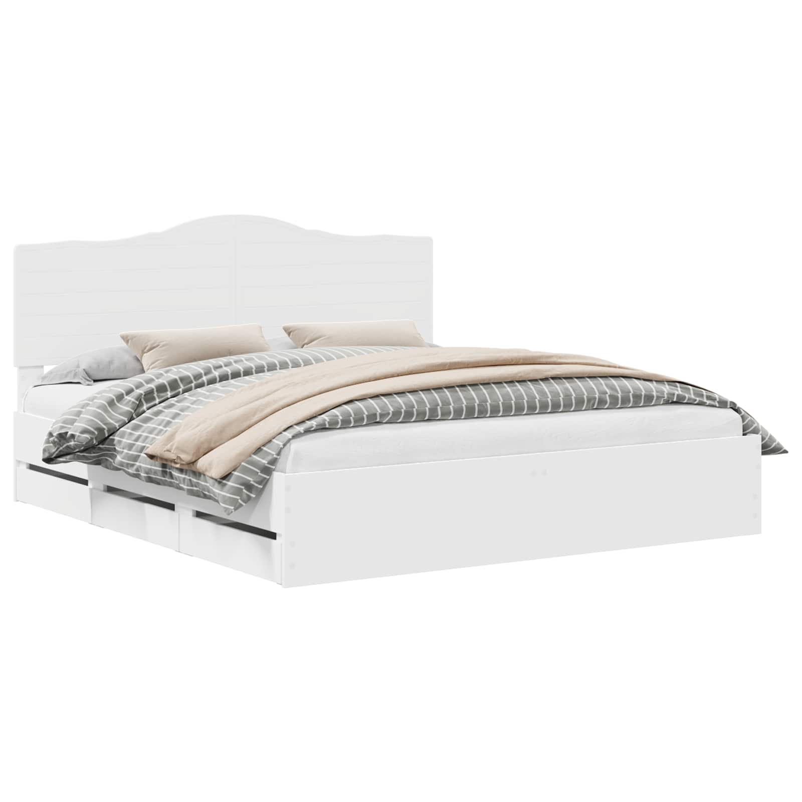 Σκελετός Κρεβατιού Λευκό 200 x 200 cm Μηχανήματος Ξύλο